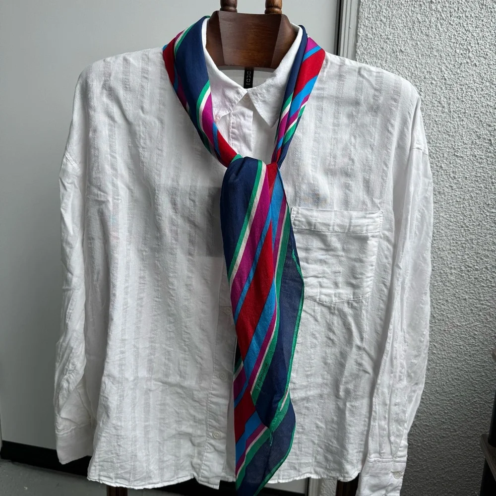 Liz Claiborne 100% Silk Scarf Made in Japan Multicolor Chic Colorful Summer
